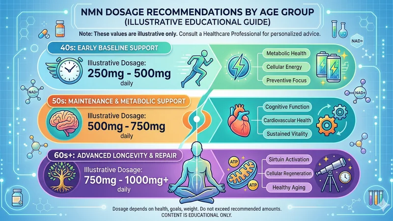 NMN dosage by age chart — recommended daily amounts for each age group