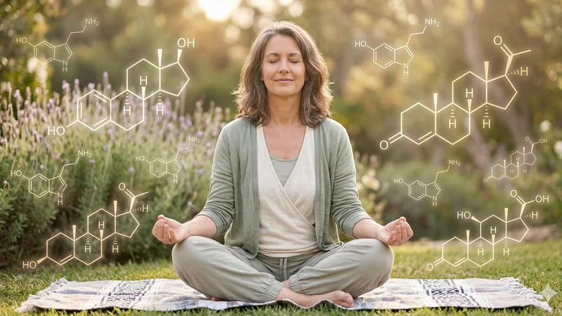Woman meditating — NMN and resveratrol support during perimenopause and menopause