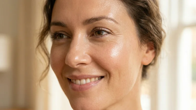 Healthy glowing skin — NMN and resveratrol support collagen and skin elasticity in women over 40